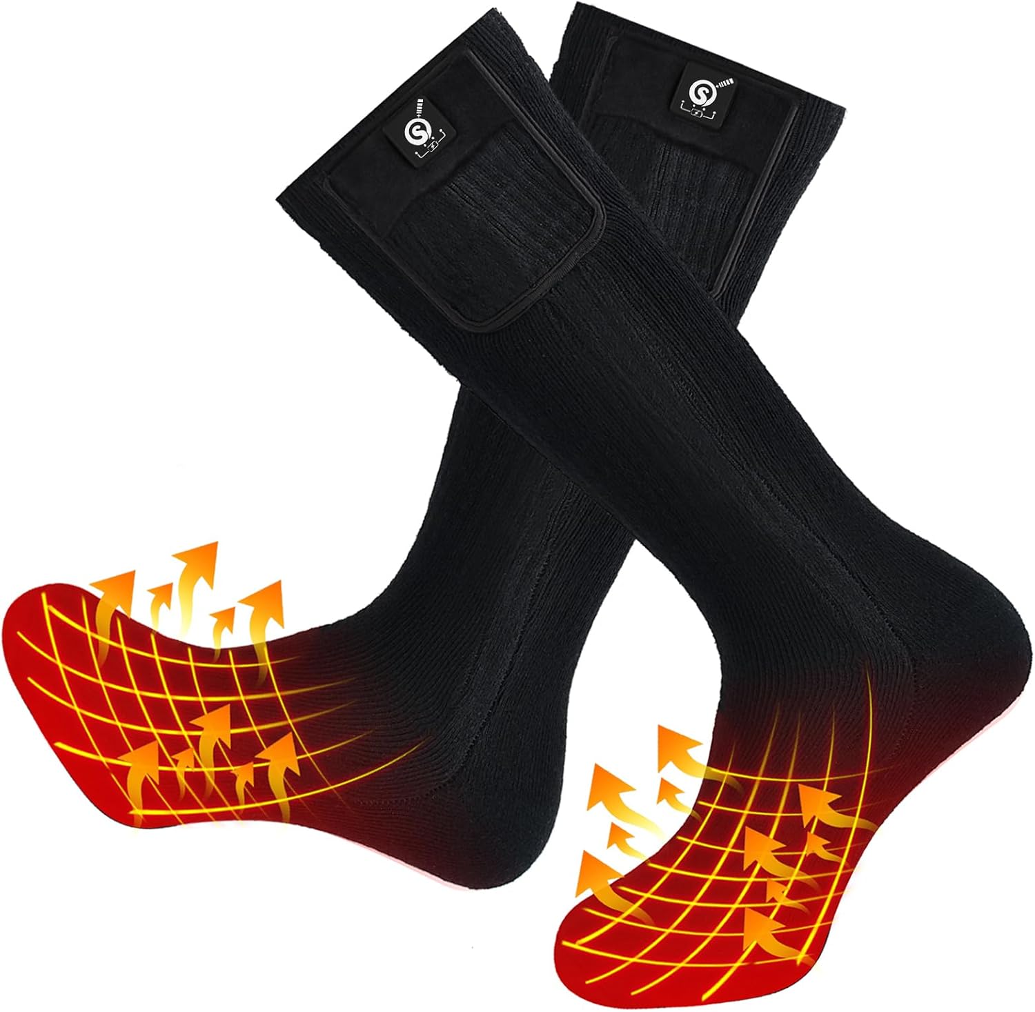 SNOW DEER Heated Socks,Men Women Electric Battery Socks Foot Warmer Black Large