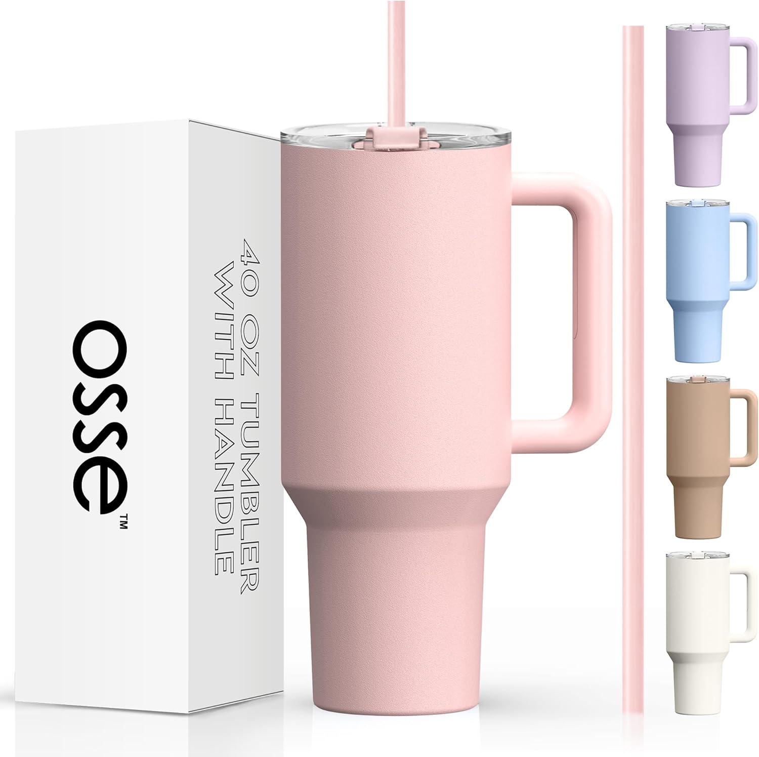 osse 40oz Tumbler with Handle and Straw Lid | Double Wall Vacuum Reusable Stainl...