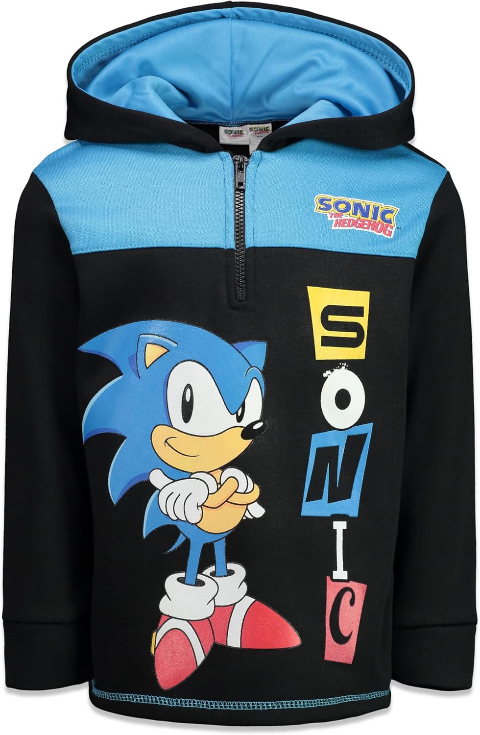 SEGA Sonic the Hedgehog Fleece Half Zip Hoodie Toddler to Big Kid 7 Black