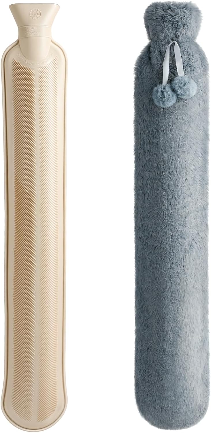 Homealexa Long Hot Water Bottle with Cover UK Soft, 2L Large Long Hot Water Bott...