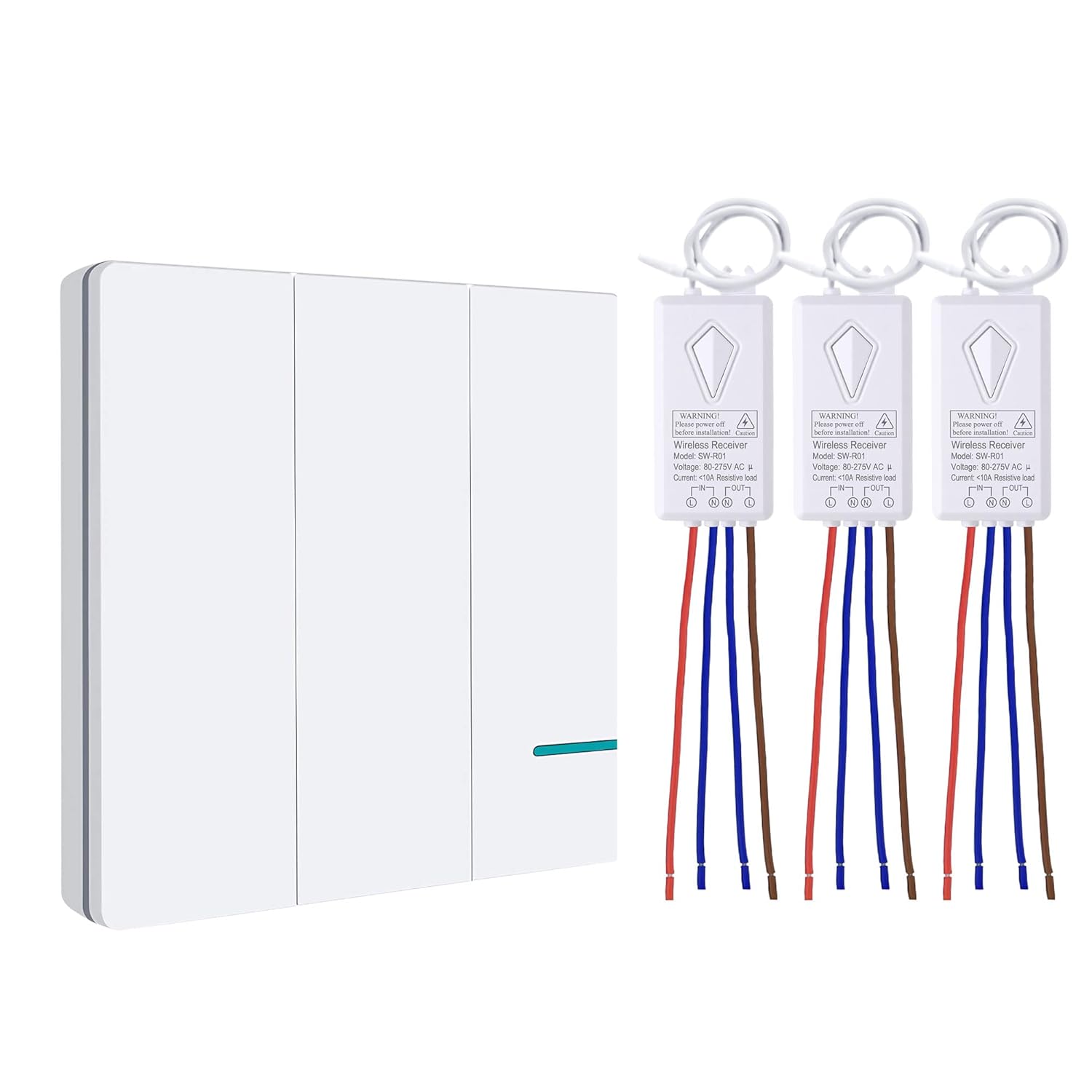 Thinkbee Wireless Light Switch Kit, 80~275V Cablefree Remote Control Light Switc...