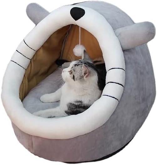 disdain Cat Beds for Indoor Cats, Cat House with Hanging teaser toy, 2 in 1 Cat...