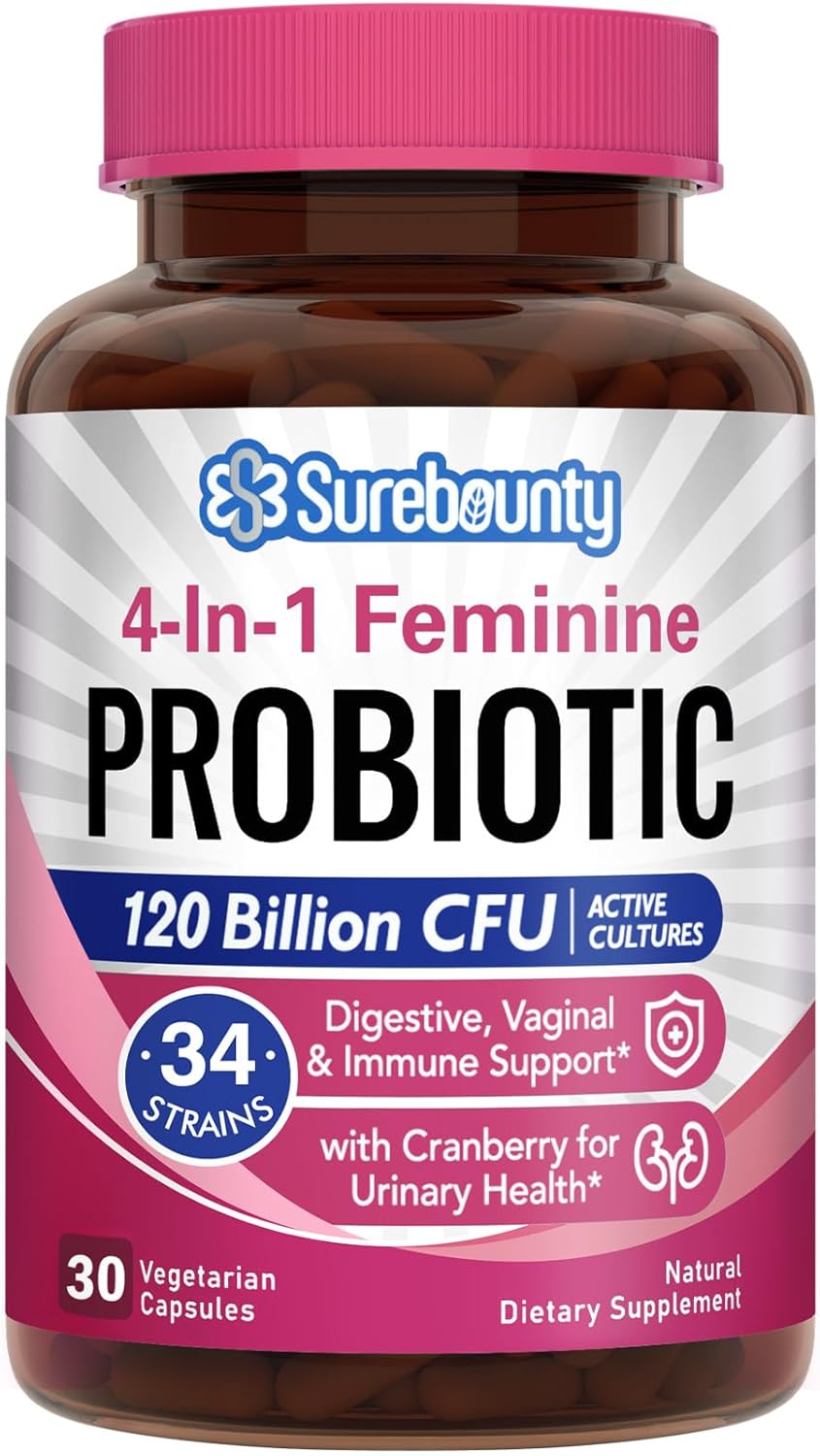 Probiotics for Women, 120 Billion CFU 34 Strains, Prebiotics, Digestive Enzymes,...