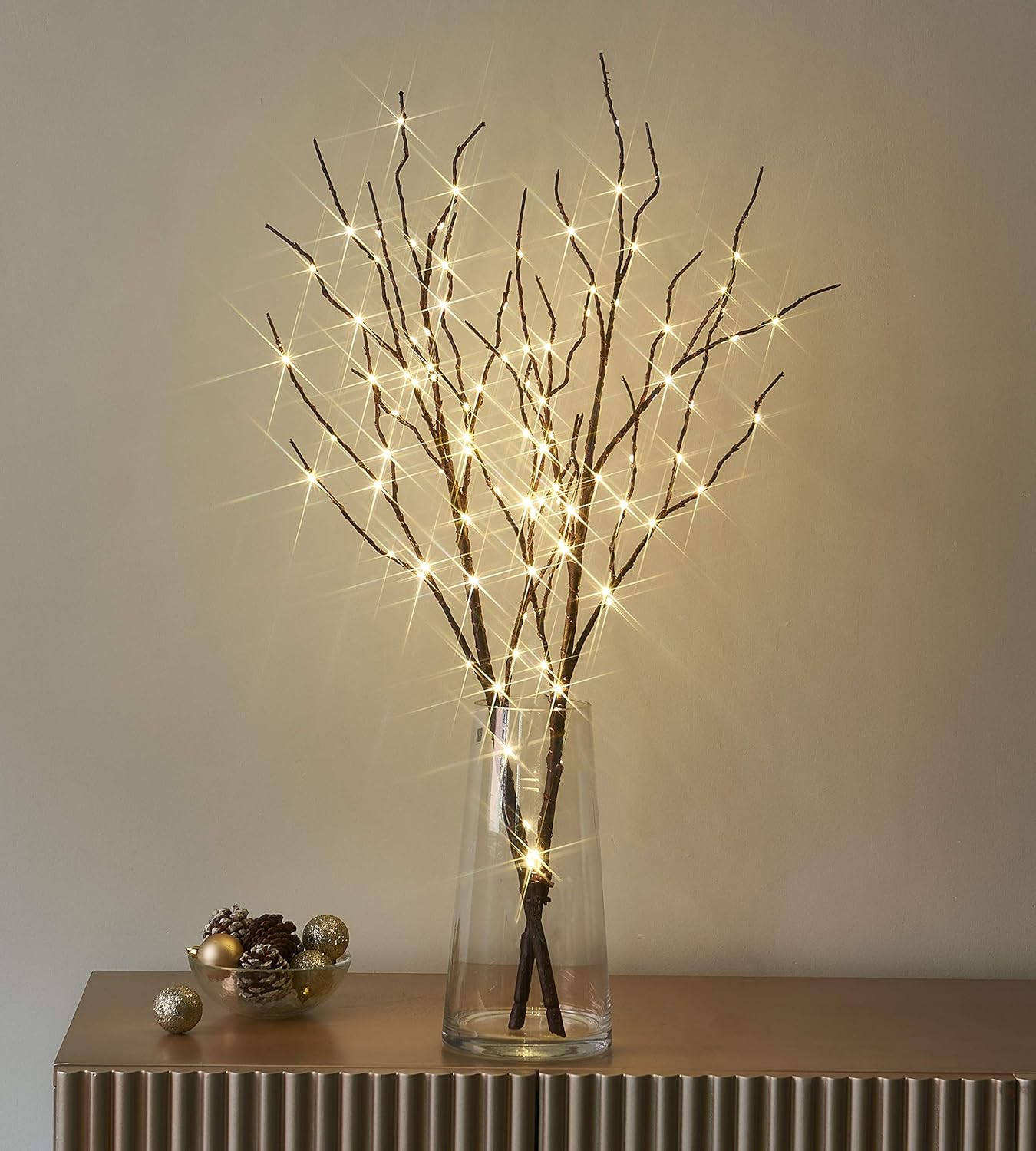 LITBLOOM Lighted Brown Willow Branches 30IN 100 LED with Timer Battery Operated,...