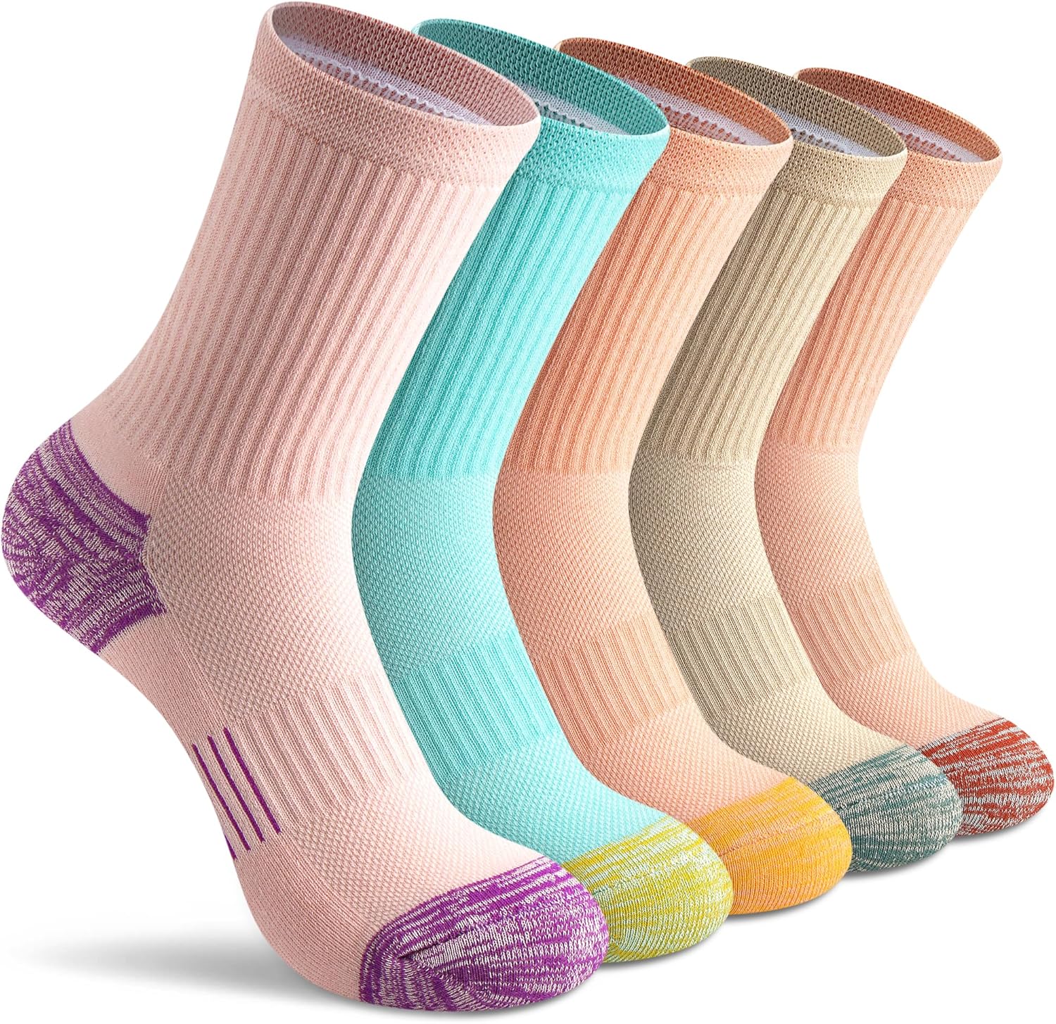 Gonii Crew Socks Women Hiking Running Athletic Cushioned Compression Socks 5-6 P...
