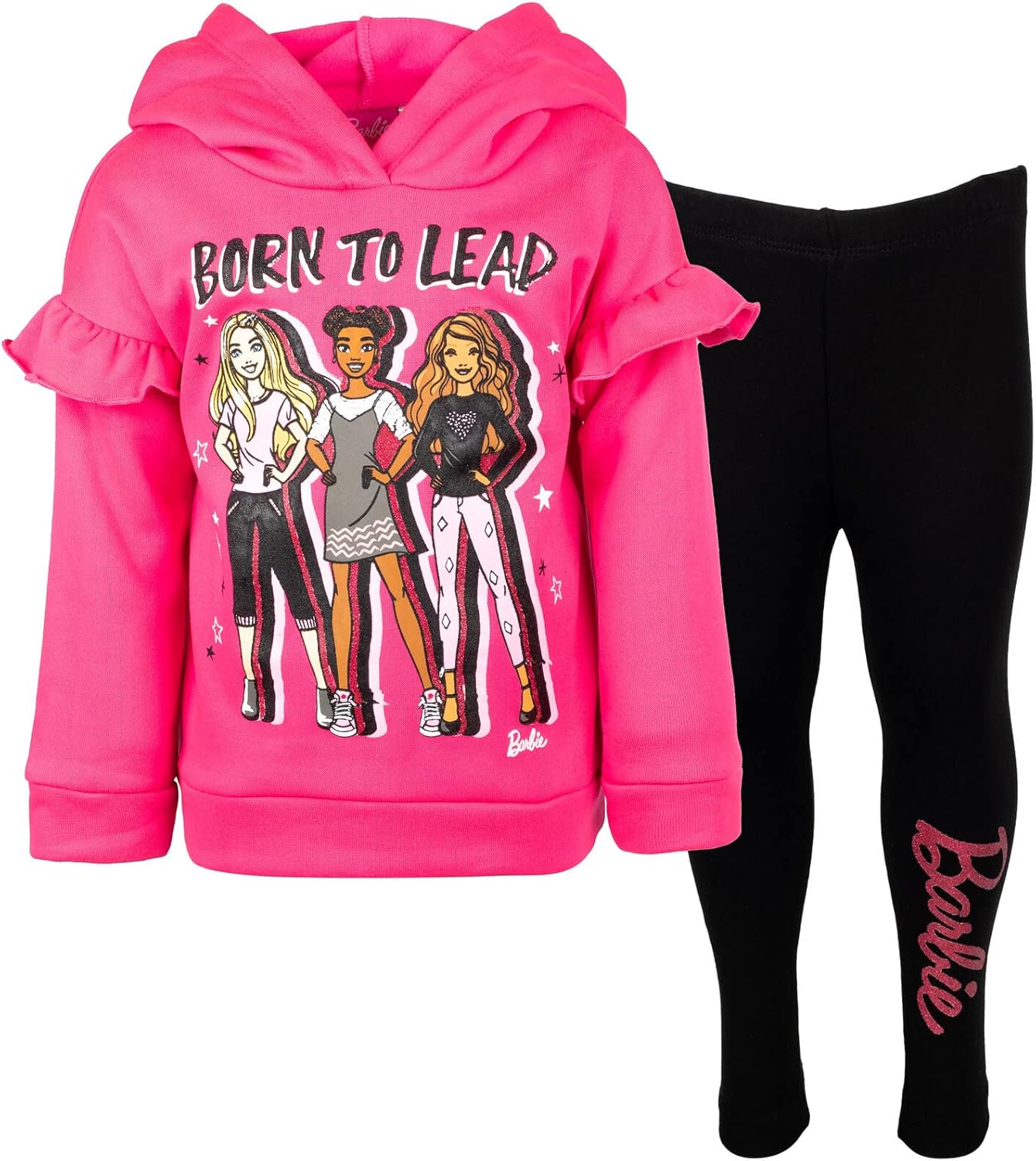 Barbie Girls Fleece Hoodie and Leggings Outfit Set Toddler to Big Kid Sizes (2T...