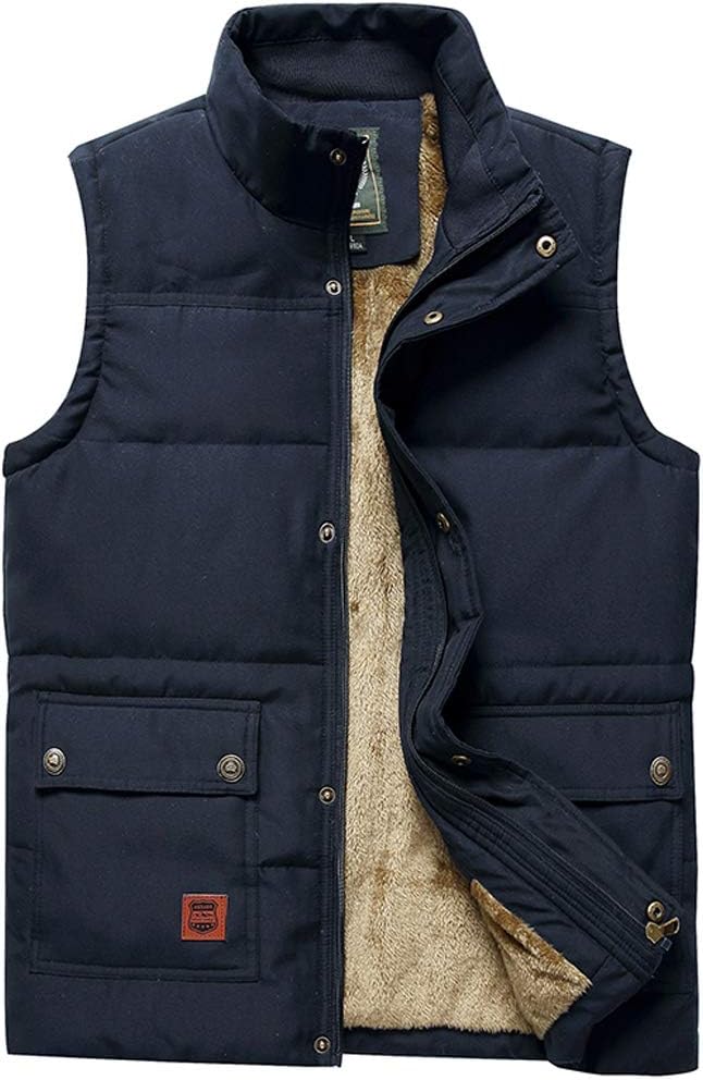Vcansion Men's Outdoor Stand Collar Fleece Jacket Vest Casual Padded Vest Coats...