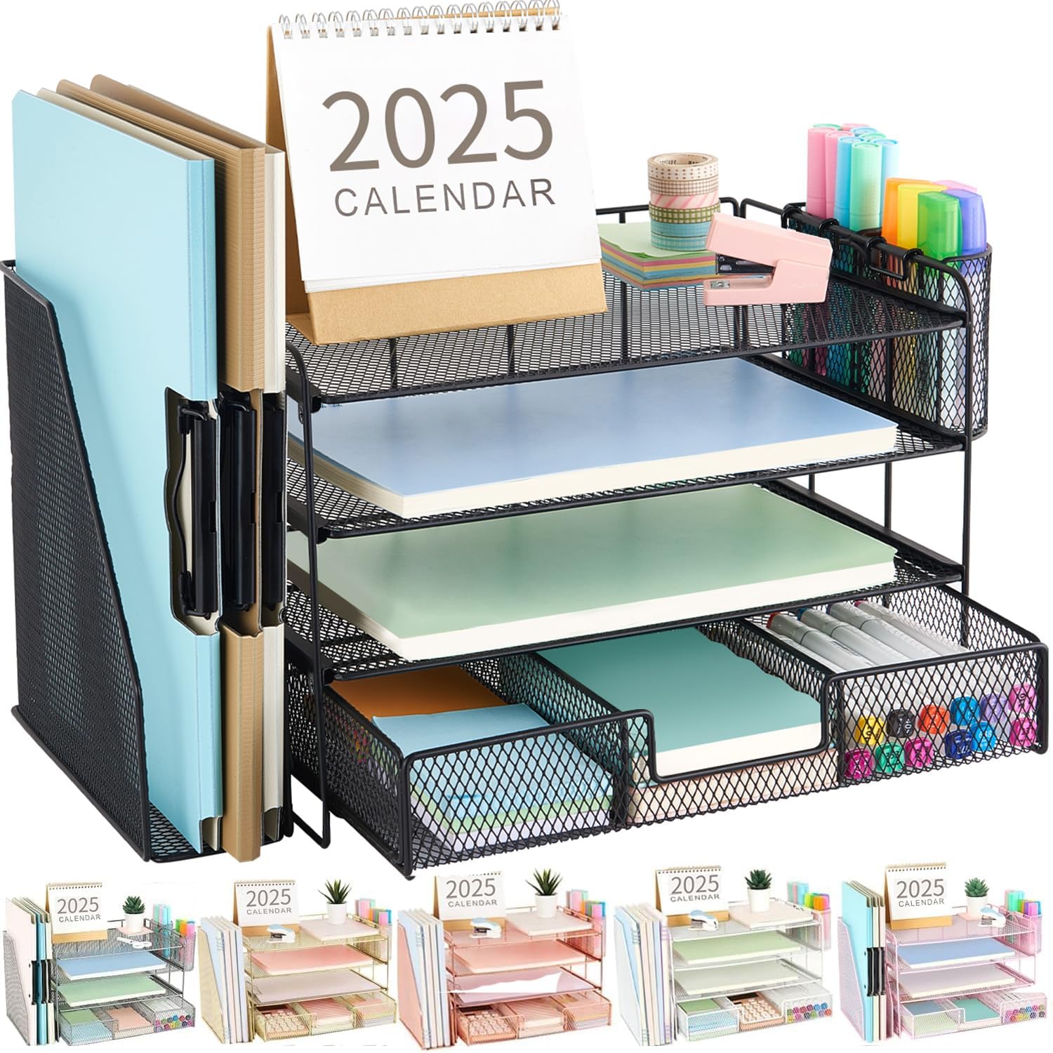 gianotter 4-Tier Desk Organizer with Drawers, File Holders, Letter Trays, and Pe...