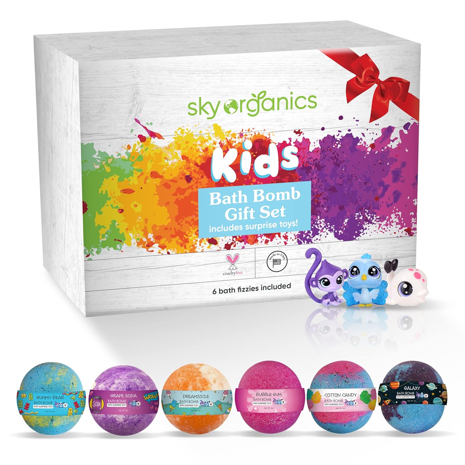 Sky Organics - Kids Bath Bomb Gift Set, Bath Bombs with Surprise Kids Bath Toys...