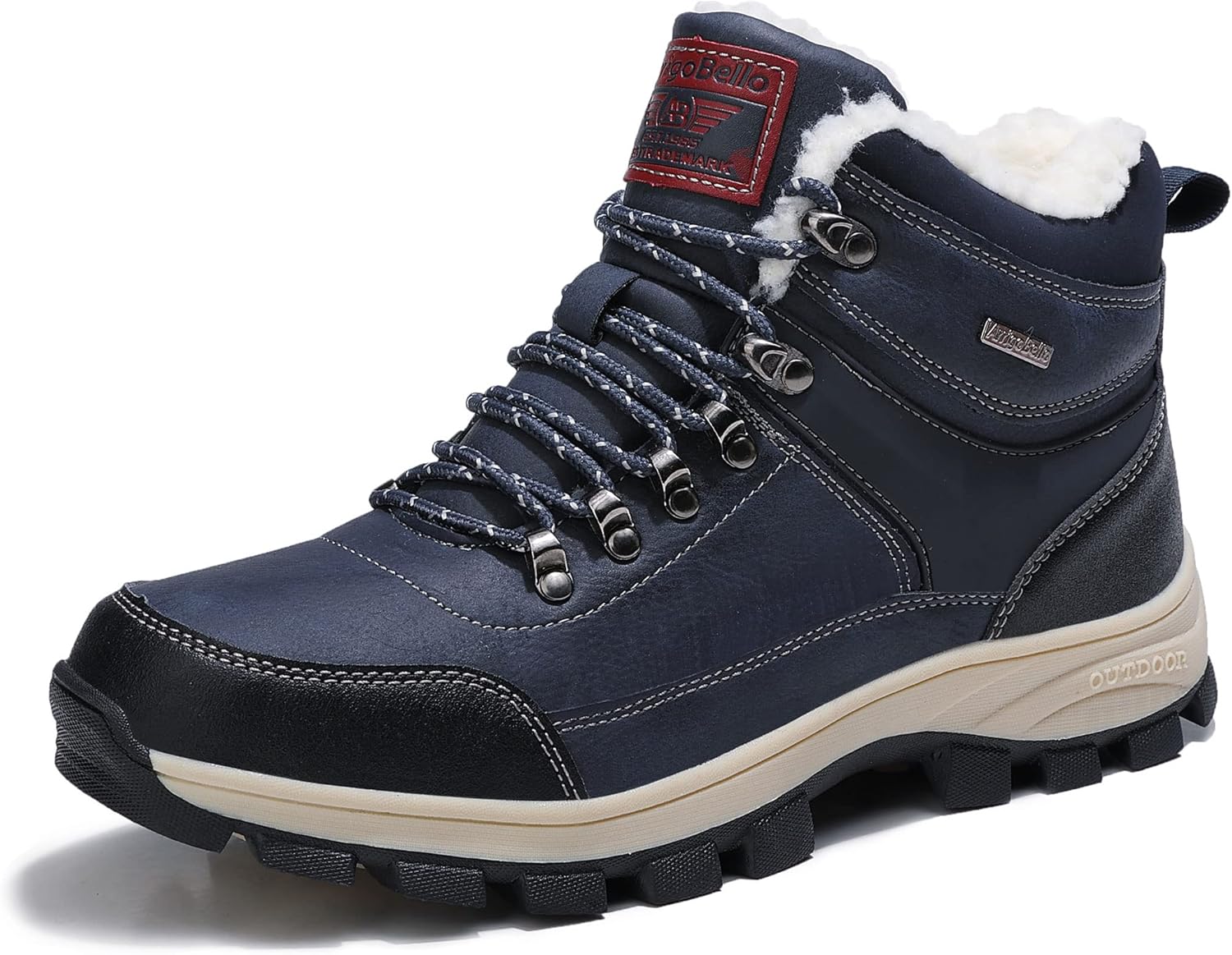 ARRIGO BELLO Mens Snow Boots Winter Warm Ankle Booties Fully Fur Lined Anti-Slip...