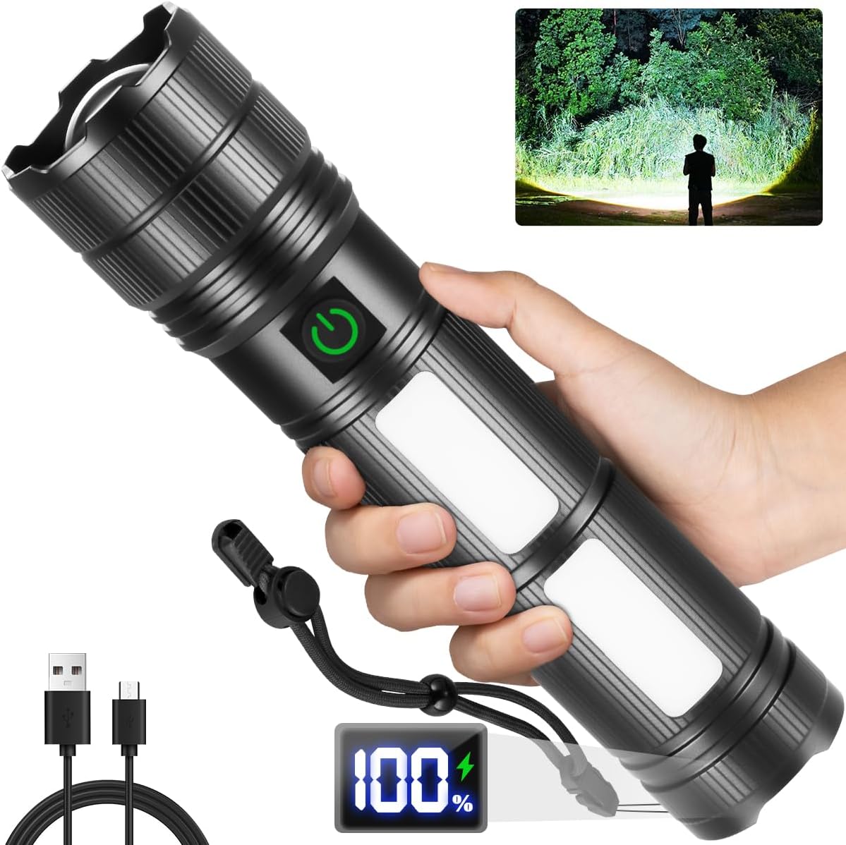 Large Size & High Powered Flashlight, Flashlights High Lumens 1000000, Super Bri...