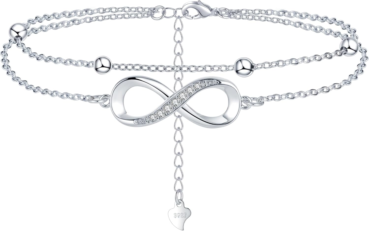 MOROTOLE Sterling Silver Bracelet Layered Silver Bracelet for Women Cubic Zircon...