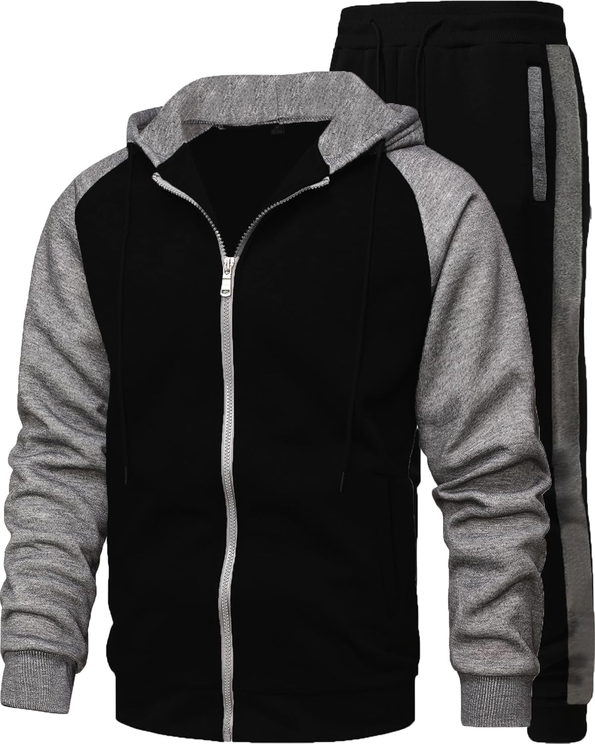 GXAMOY Men's 2 Pieces Tracksuits Running Sports Suits Drawstring Waistband Sweat...