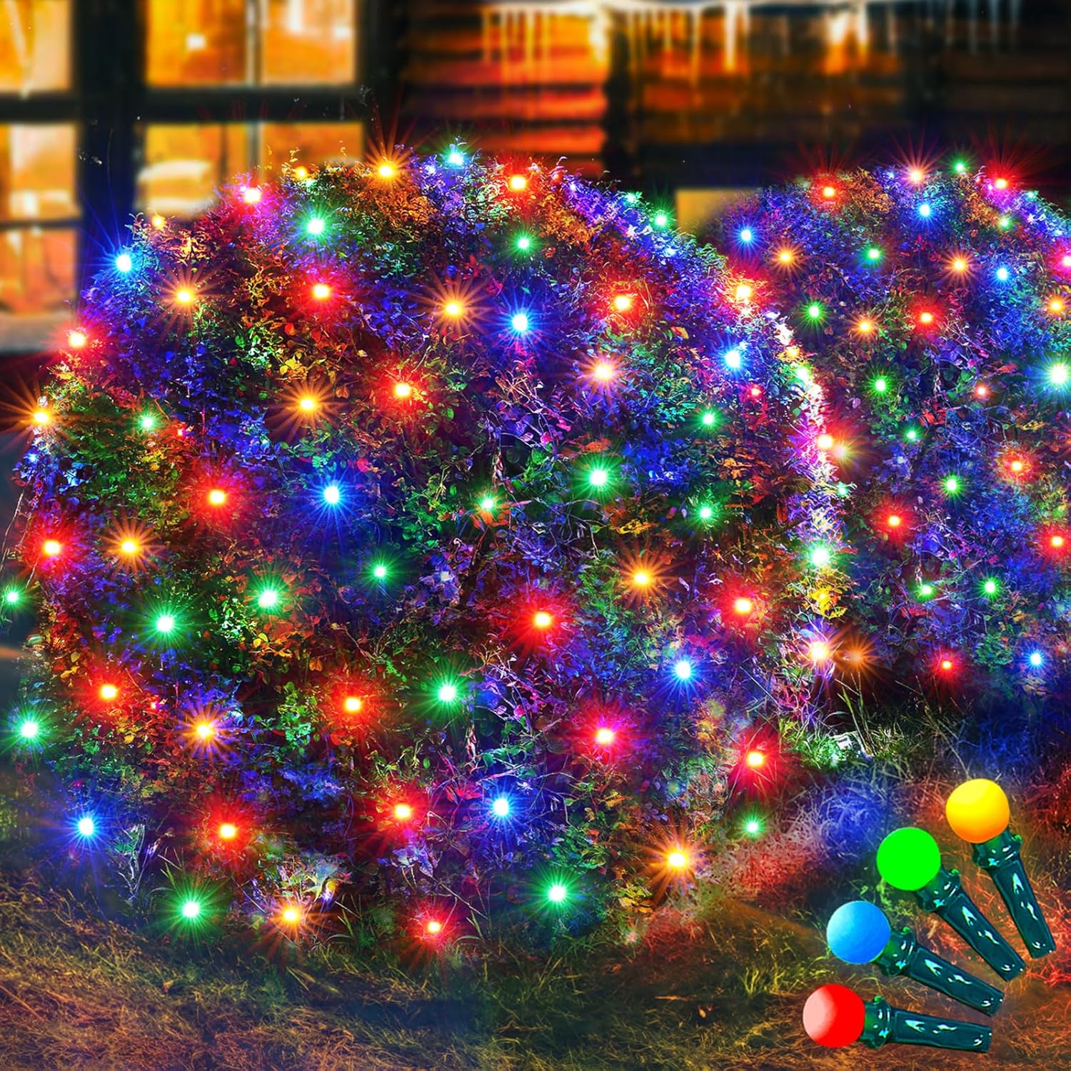 Led Net Lights Christmas Lights Outdoor Multicolor Christmas Net Lighting with 1...