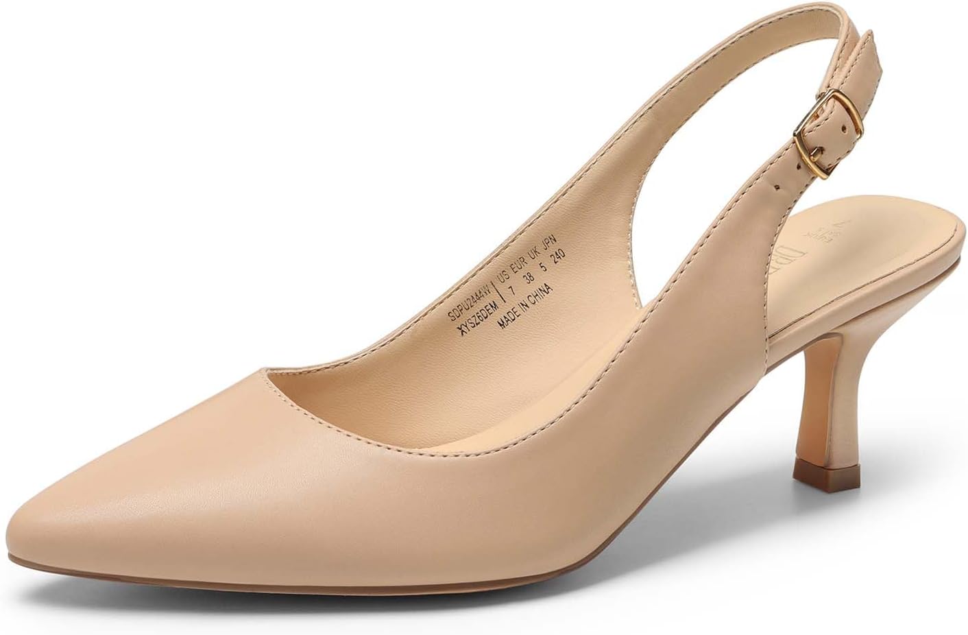 DREAM PAIRS Women's Kitten Heel Slingback Pointed Closed Toe Low Stiletto Heels...