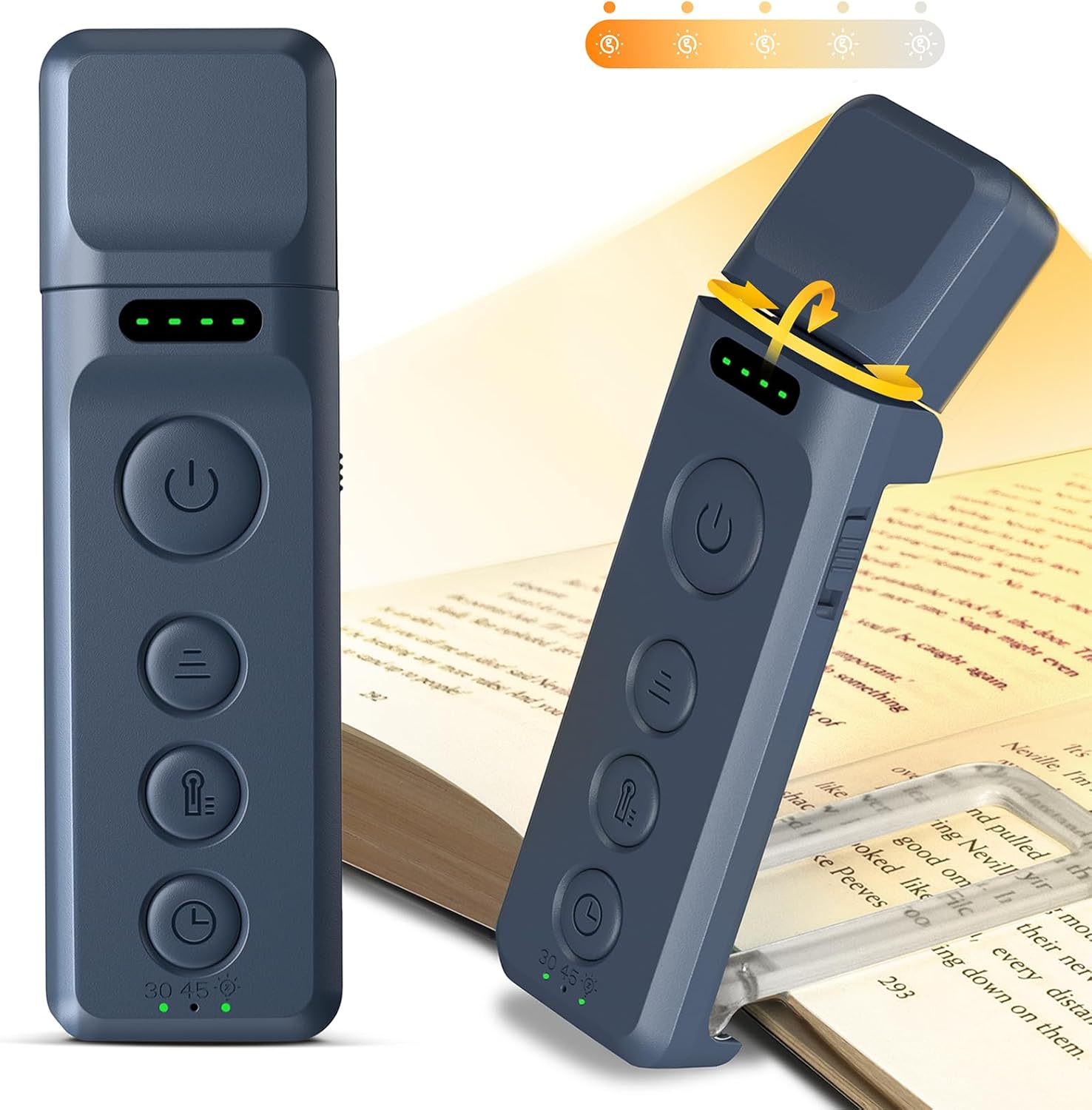 Glocusent Bookmark Style Book Light, Reading Light with Sleep Aid & Timer, 5 Bri...