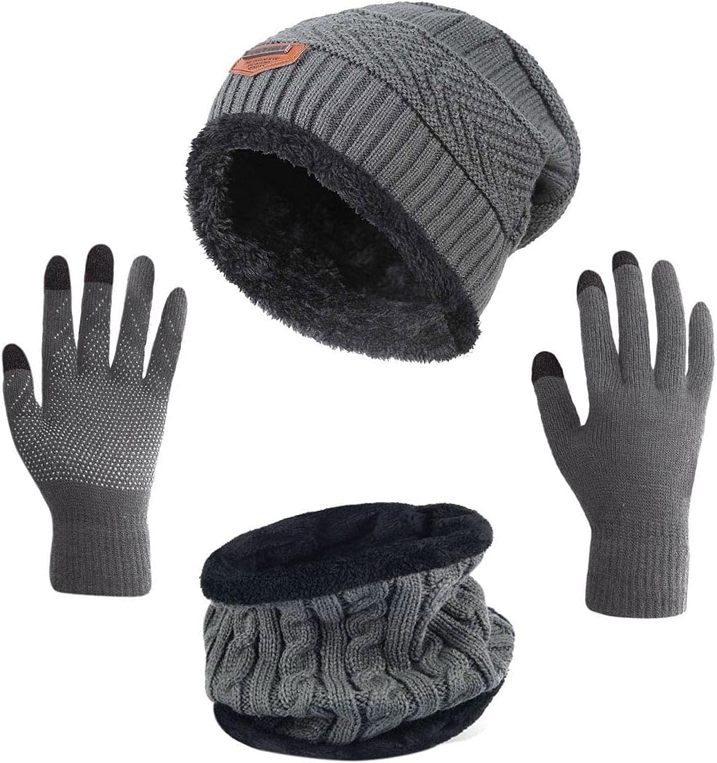 HINDAWI Winter Hat Scarf Gloves Slouchy Beanie Snow Knit Skull Cap Touch Screen...