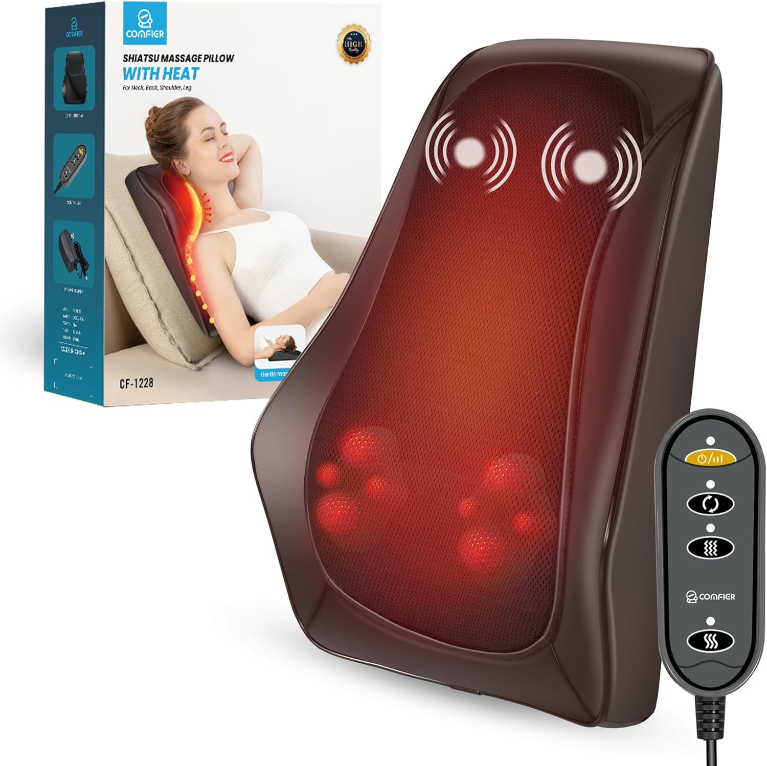COMFIER Back Massager with Heat, Shiatsu Neck and...