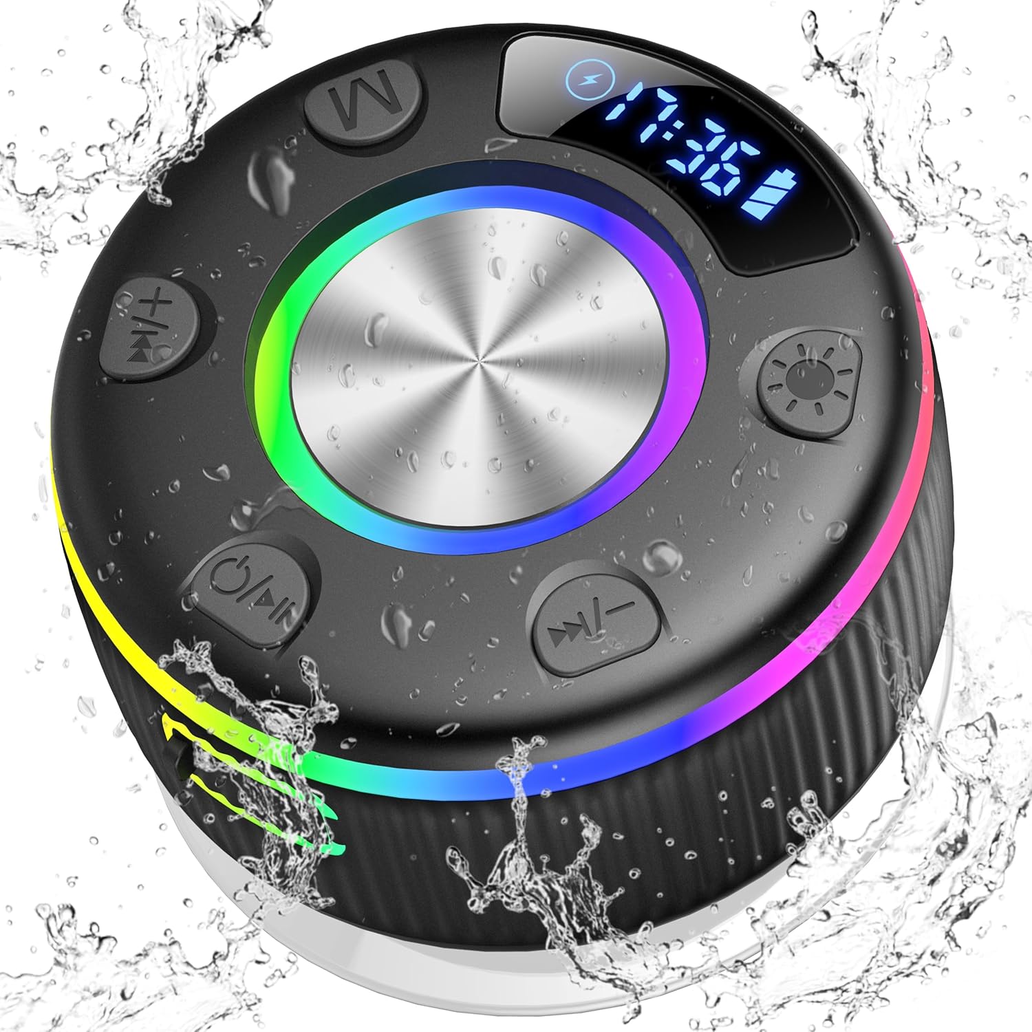 Bluetooth Shower Speaker, Portable Bluetooth Speaker Wireless with Time Display,...