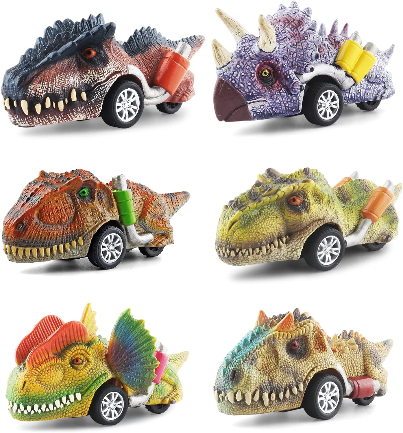 DINOBROS Dinosaur Toys for Kids 3-5, Pull Back Dinosaur Cars for 3 4 5 6 7 Year...