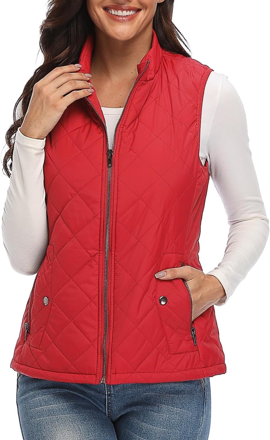 Argstar Women's Vest, Quilted Lightweight Zip Pockets Padded Gilet (XS-2XL) X-La...