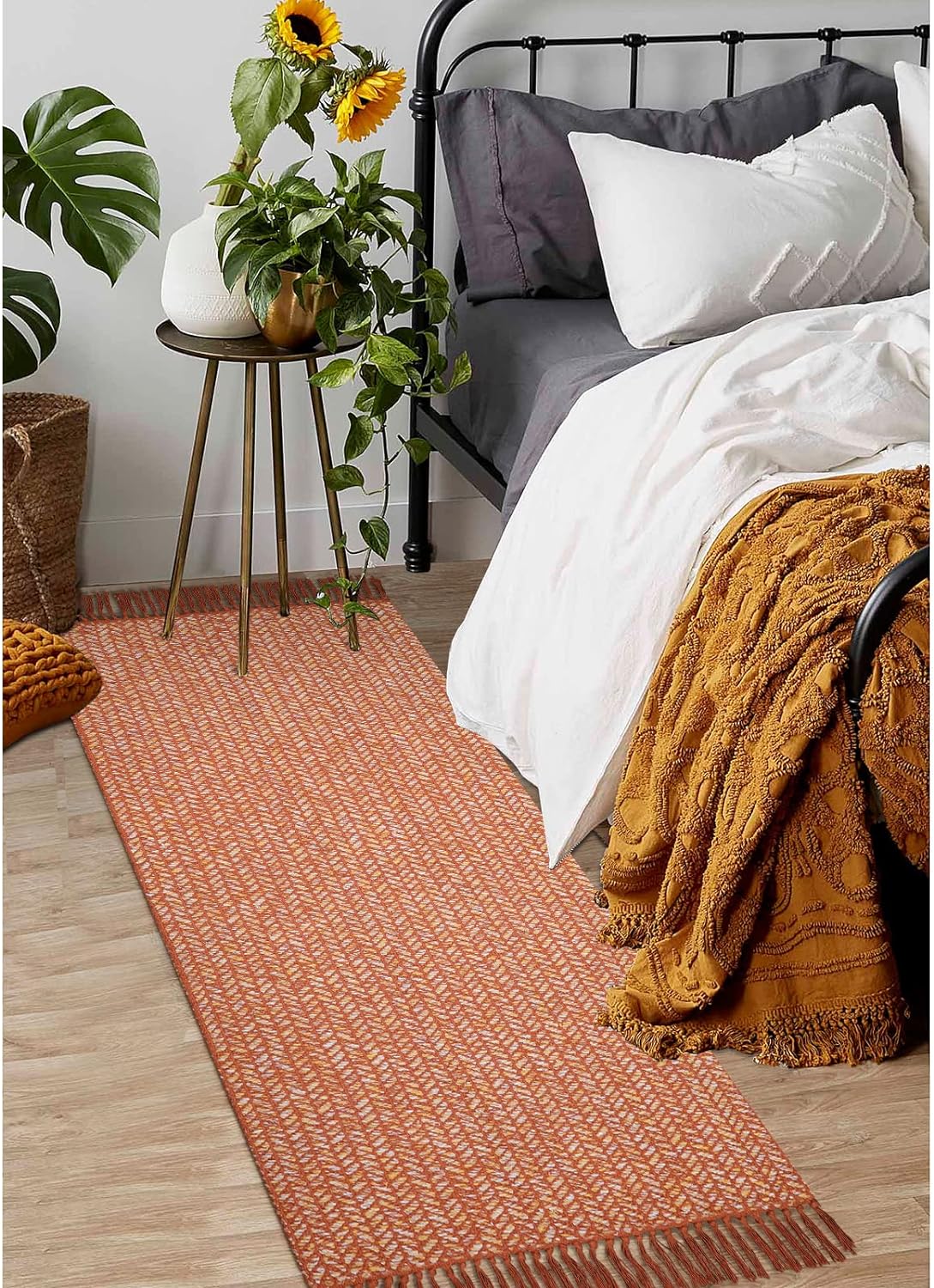 Lahome Boho Bathroom Runner, 2x6 Fall Rug Runners for Hallways Lightweight Laund...