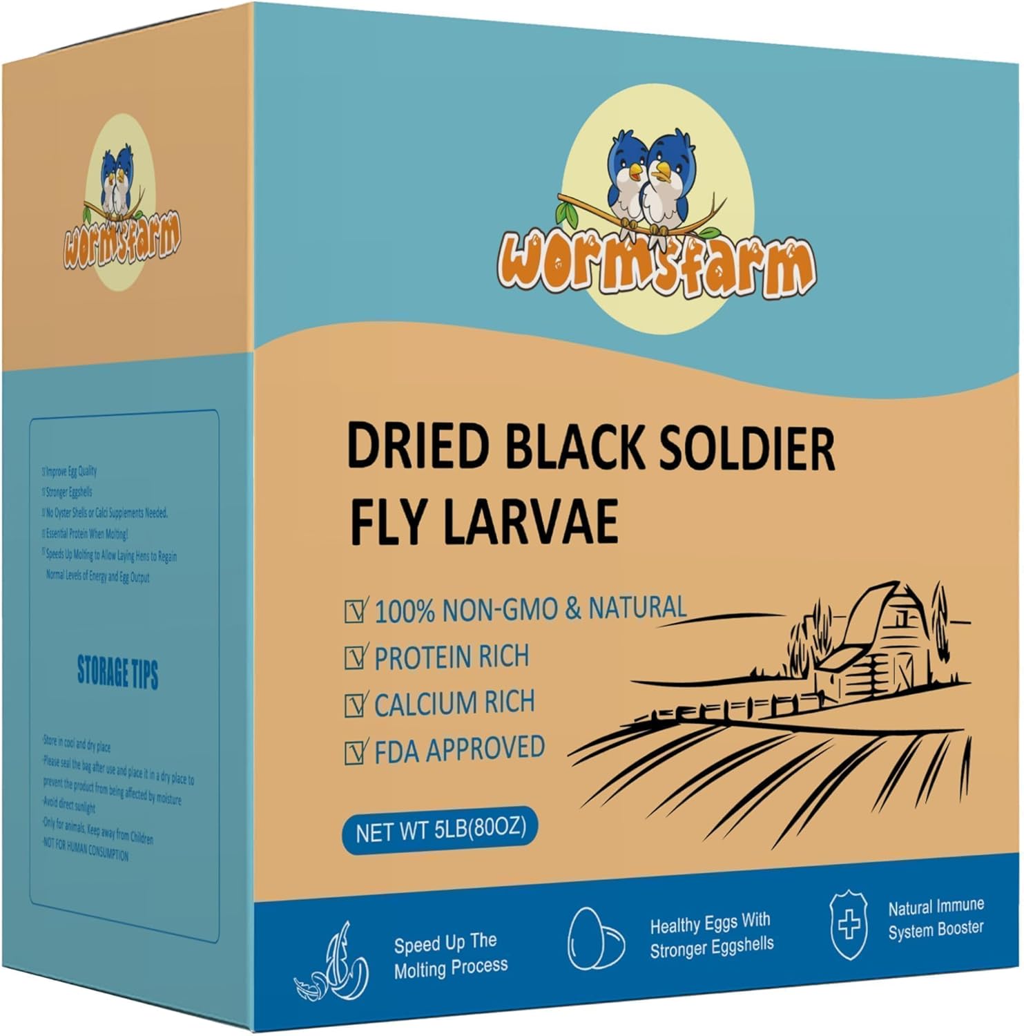 5LB Dried Black Soldier Fly Larvae Treat for Chicken More Calcium Than Mealworms...