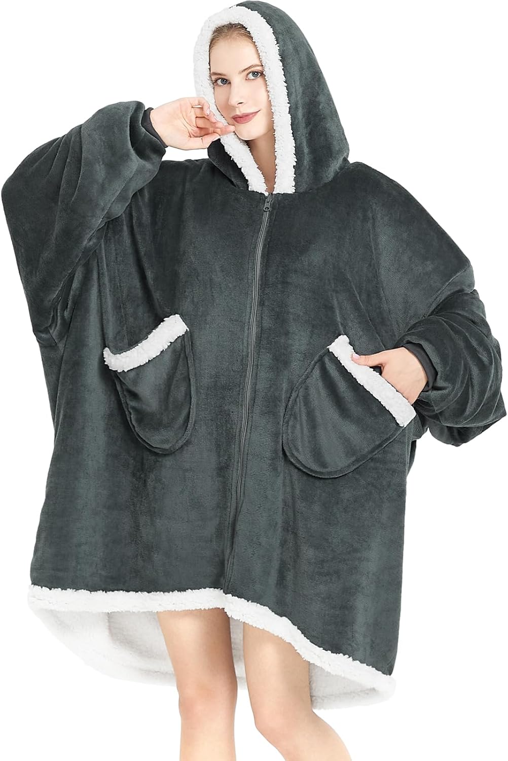 Topcee Oversized Wearable Blanket Sherpa Fleece Blanket Hoodie Comfortable Soft...