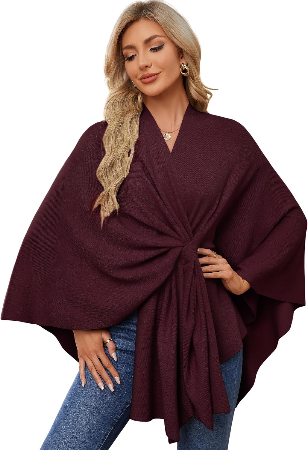 PULI Women's Elegant Shawl Wraps Soft Open Front Poncho Sweater for Spring Fall...