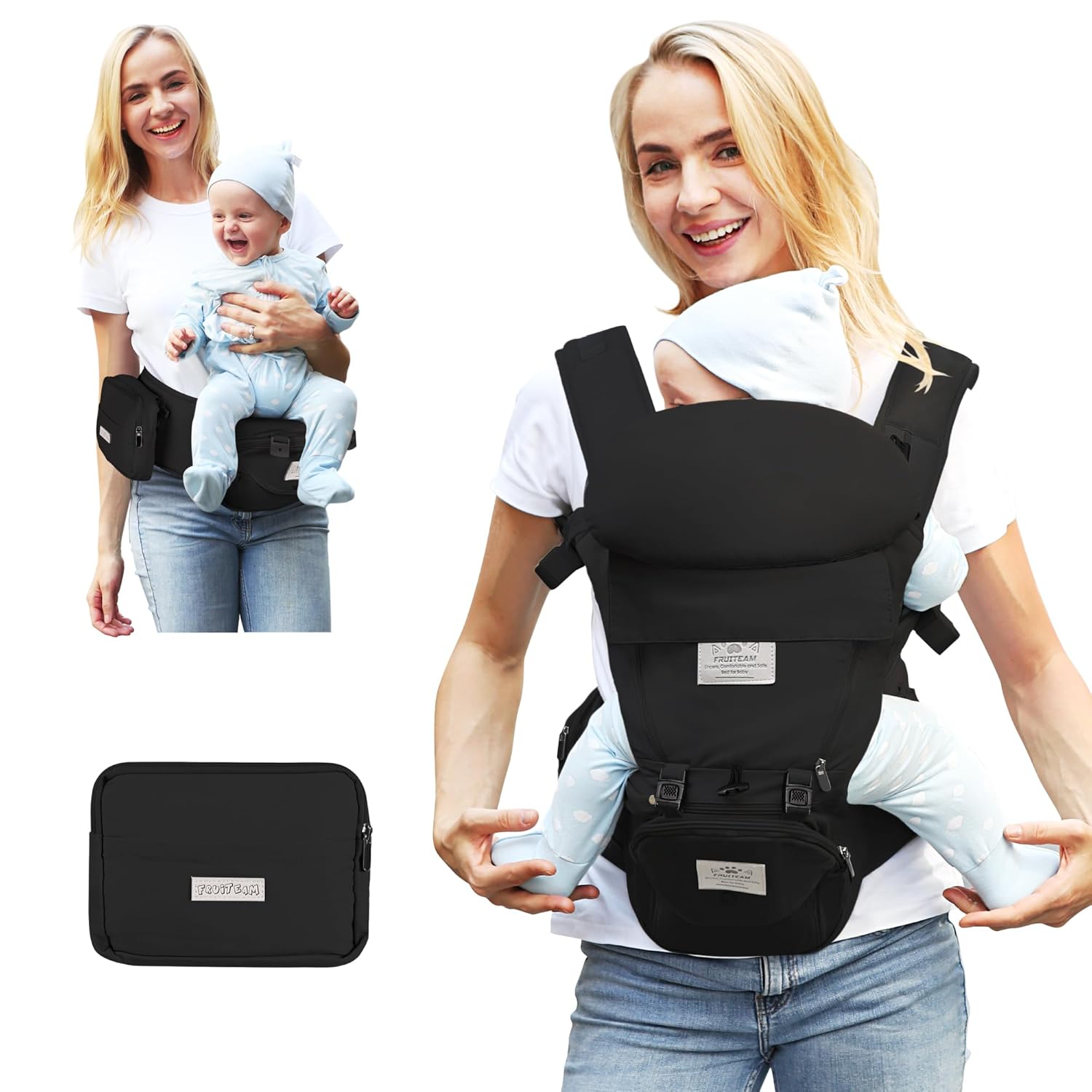 FRUITEAM Baby Carrier Newborn to Toddler, Safety-Certified Baby Carrier with Hip...