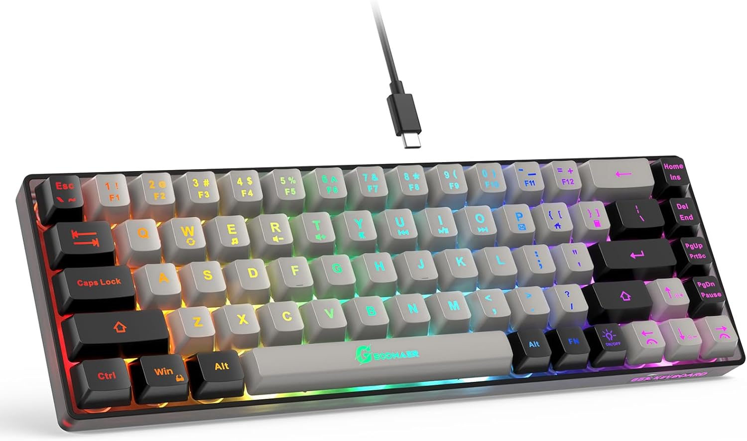 65% Gaming Keyboard, Wired Backlit Mini Keyboard,...