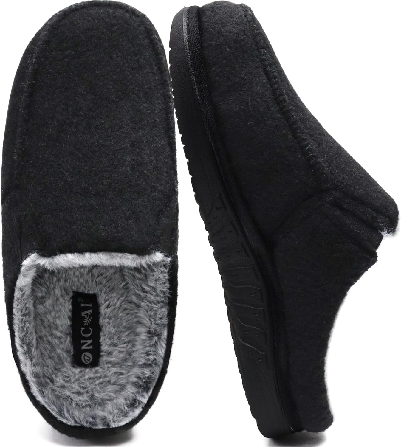 ONCAI Mens Felt Slippers,Wool and Cotton-Blend High-Density Memory Foam Clogs Ho...