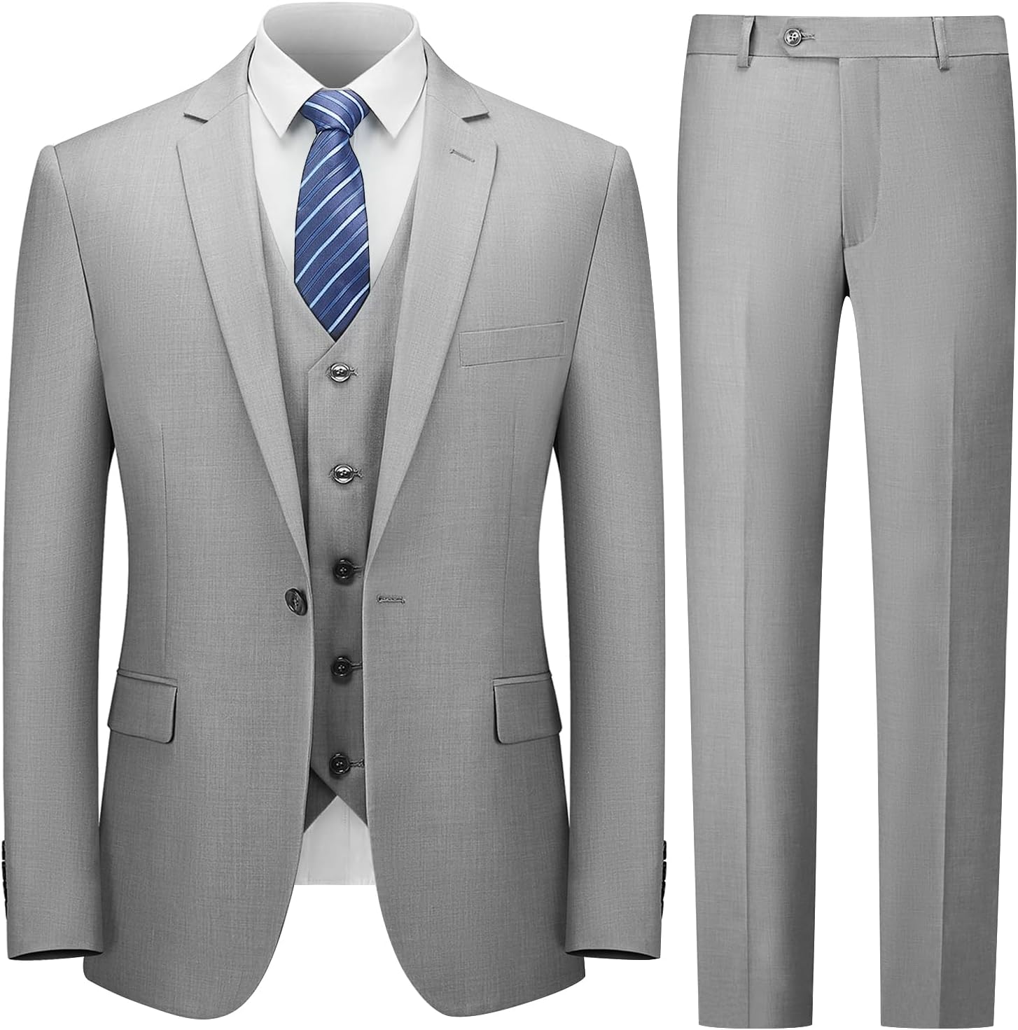Cooper & Nelson Men's Suit Slim Fit, 3 Piece Suits for Men, One Button Solid Jac...