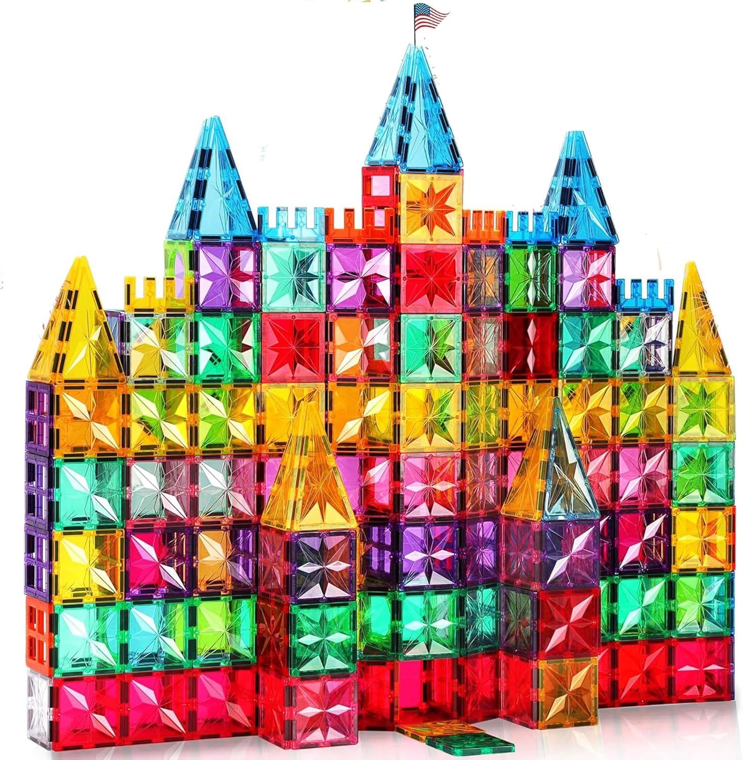 Magnetic Tiles,100PCS Star Magnetic Building Blocks Toy for Ages 3 4 5 6 7 8 9,M...
