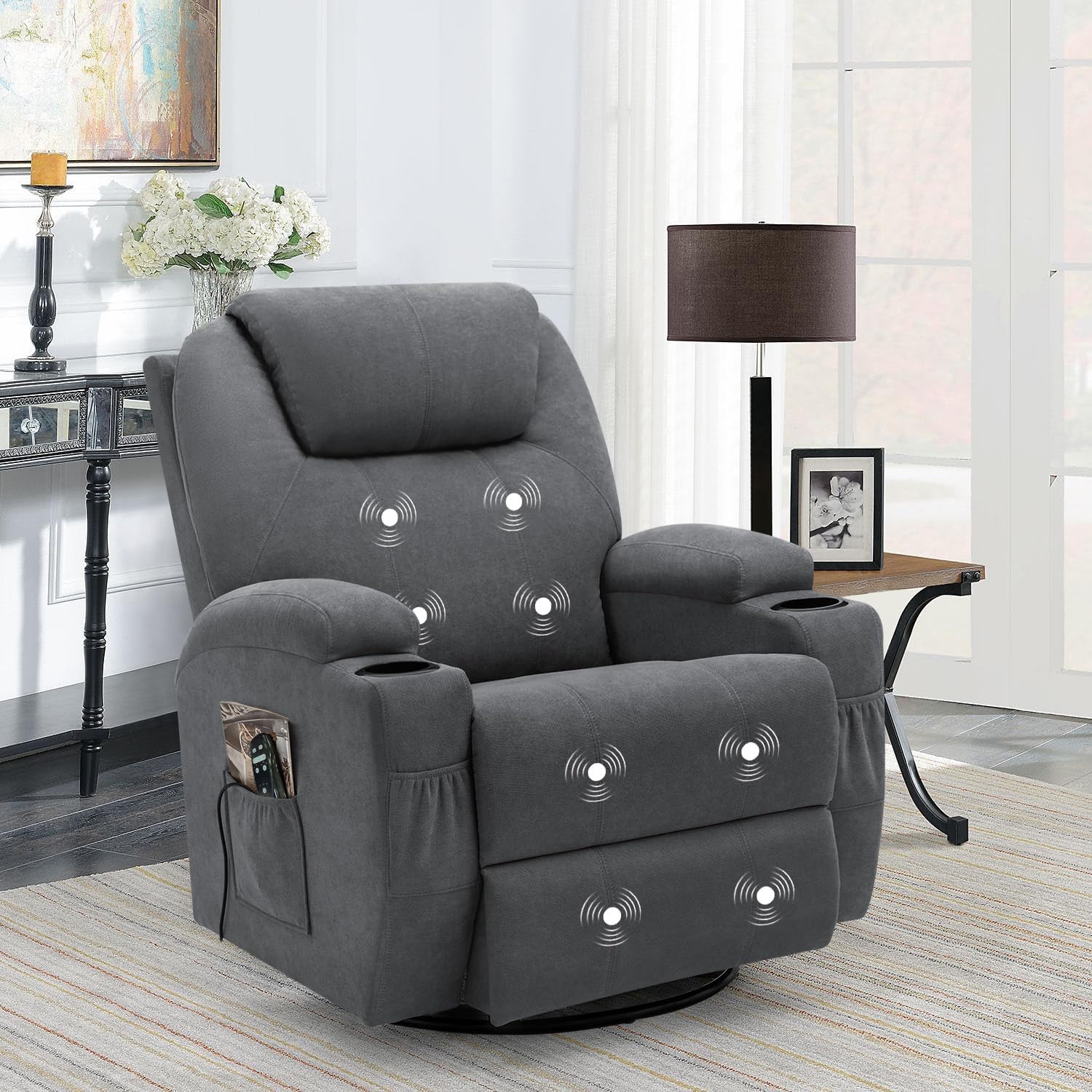 Flamaker Rocking Chair Recliner Chair with Massage Swivel Ergonomic Lounge Chair...
