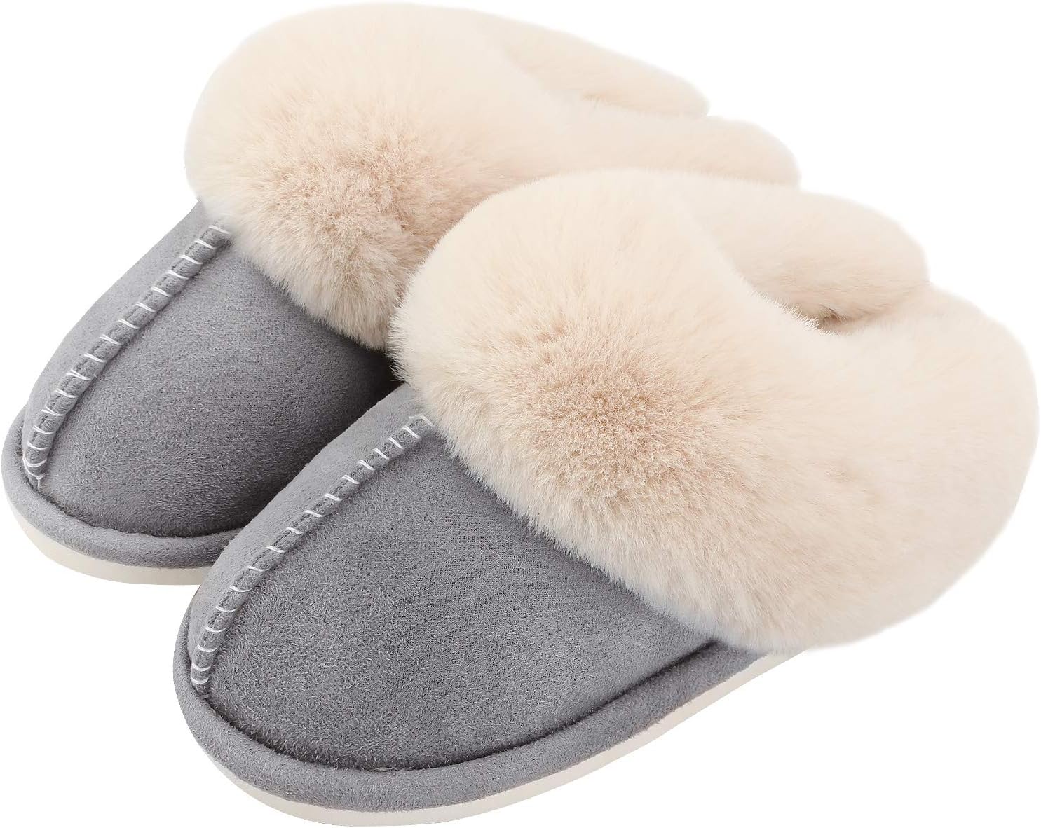 Auranso Ladies Slippers Fluffy Lined Warm Slippers Women Non Slip Cosy House Sho...