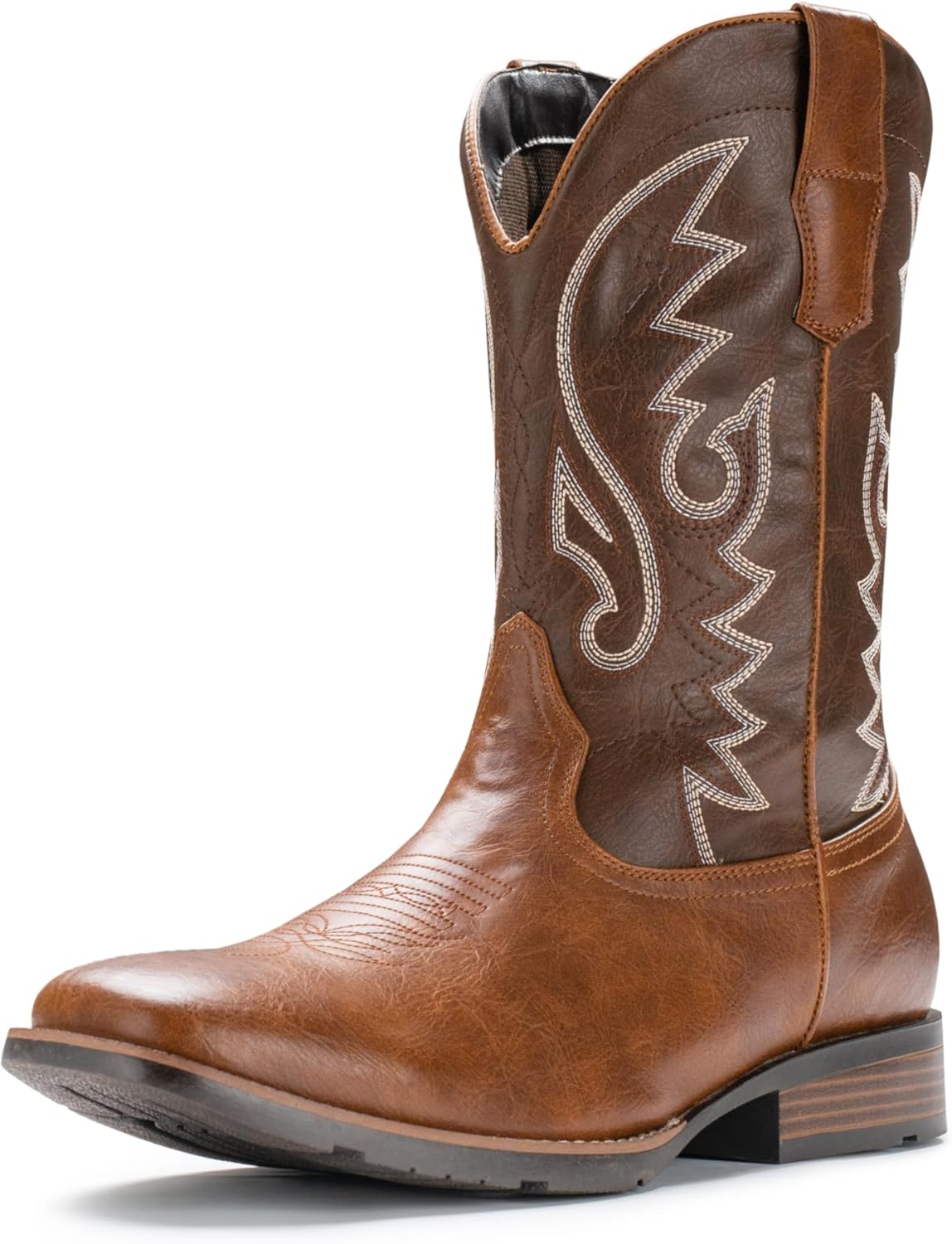IUV Cowboy Boots For Men with Wide Square Toe Western Retro Boot Durable Classic...
