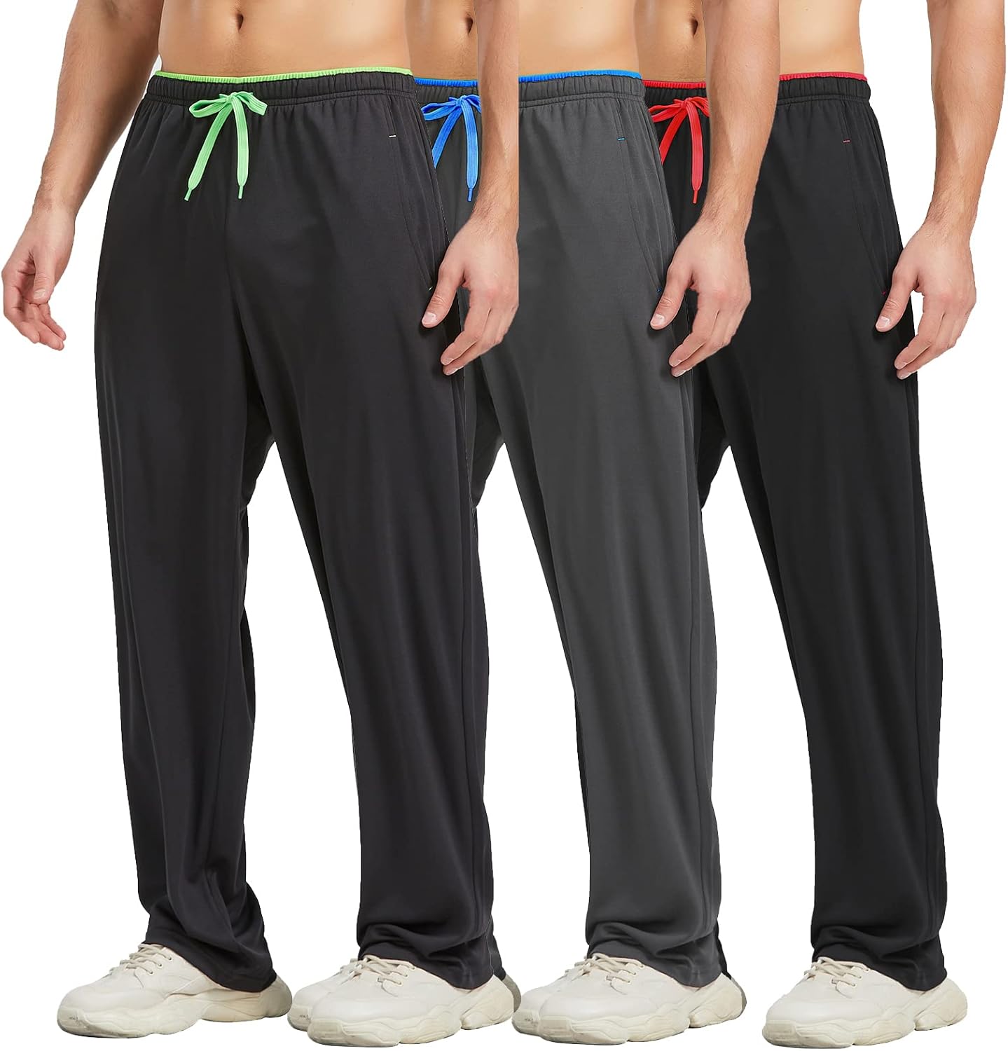 Men's Athletic Pant with Pockets Open Bottom Sweatpants for Men Workout, Exercis...