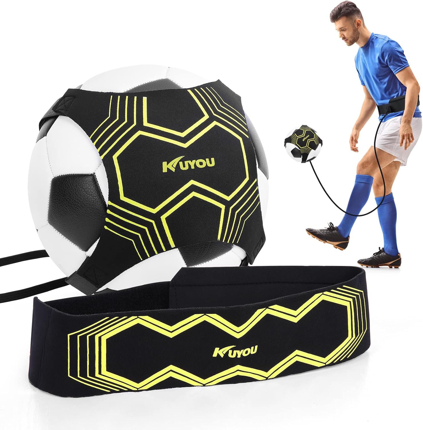 KUYOU Football Kick Trainer Soccer Training Aid for Kids Adults, Football Traini...