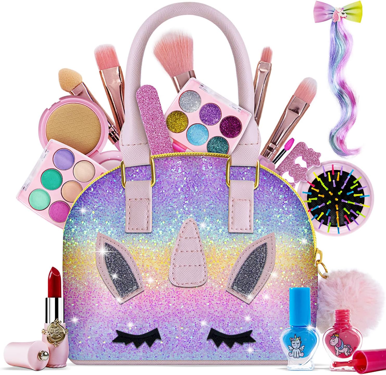 Kids Makeup Kit for Girl-Washable Makeup for Kids with Colorful Unicorn Bag,Todd...