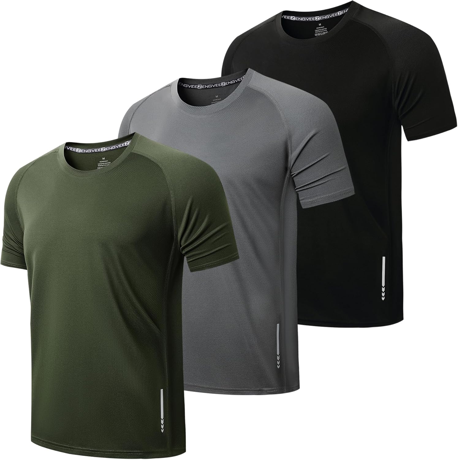 ZENGVEE 3 Pack Gym Shirts Men Quick Dry Short Sleeve Sport T-Shirts Breathable M...