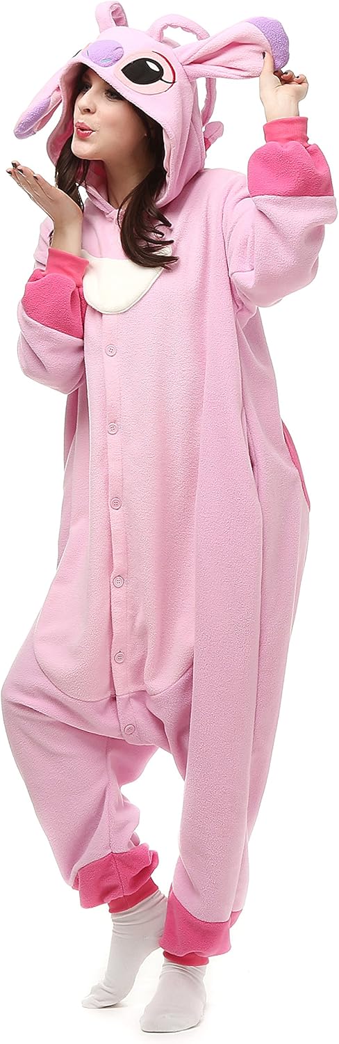 NAITOKE Adults Animal Onesie Halloween Costumes Cosplay Pajamas Medium Pink