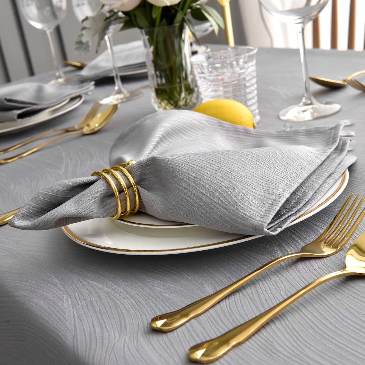 maxmill Jacquard Cloth Napkins 20 x 20 Inch Swirl Pattern Soft Comfortable and L...