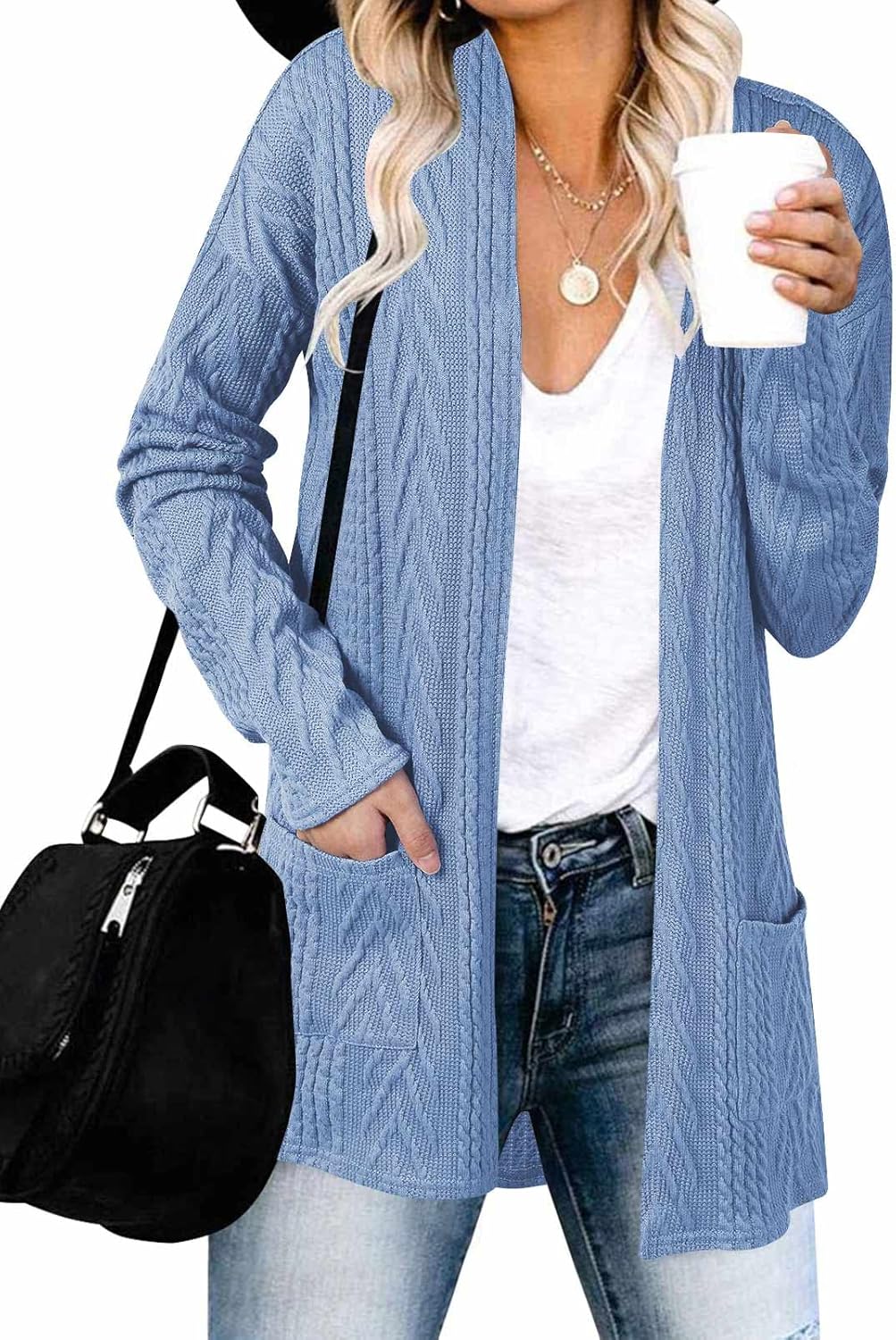 MEROKEETY Women's Casual Long Sleeve Open Front Cable Knit Cardigans Lightweight...