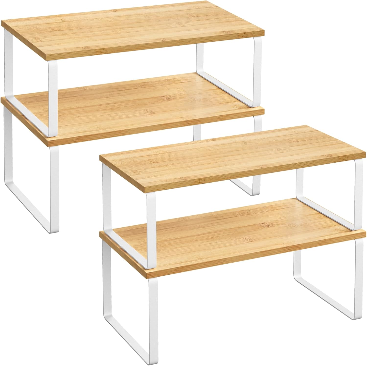 SONGMICS Spice Rack, Set of 2 Cupboard Shelf Organisers, Expandable Kitchen Shel...