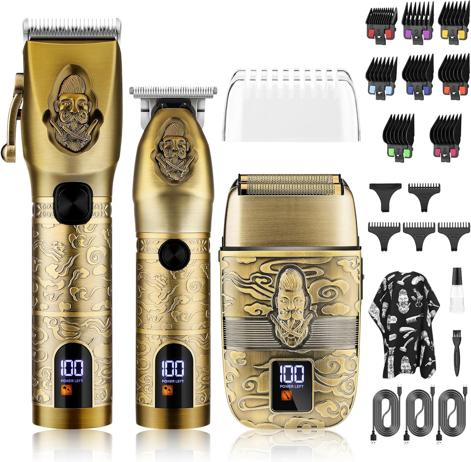 Lanumi Professional Hair Clipper Trimmer Set for Men Electric Shaver Razor Cordl...