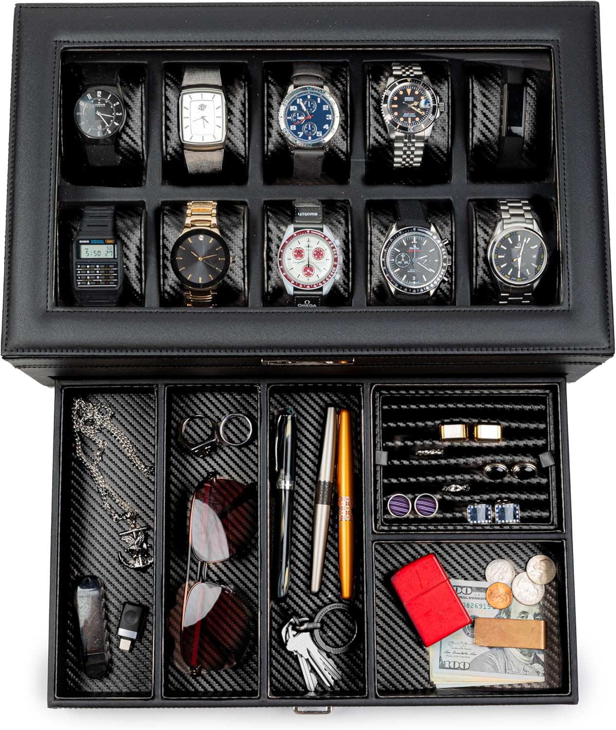 HOUNDSBAY Yachtsman Large Watch Box Jewelry Organizer for Men, Jewelry Box Organ...