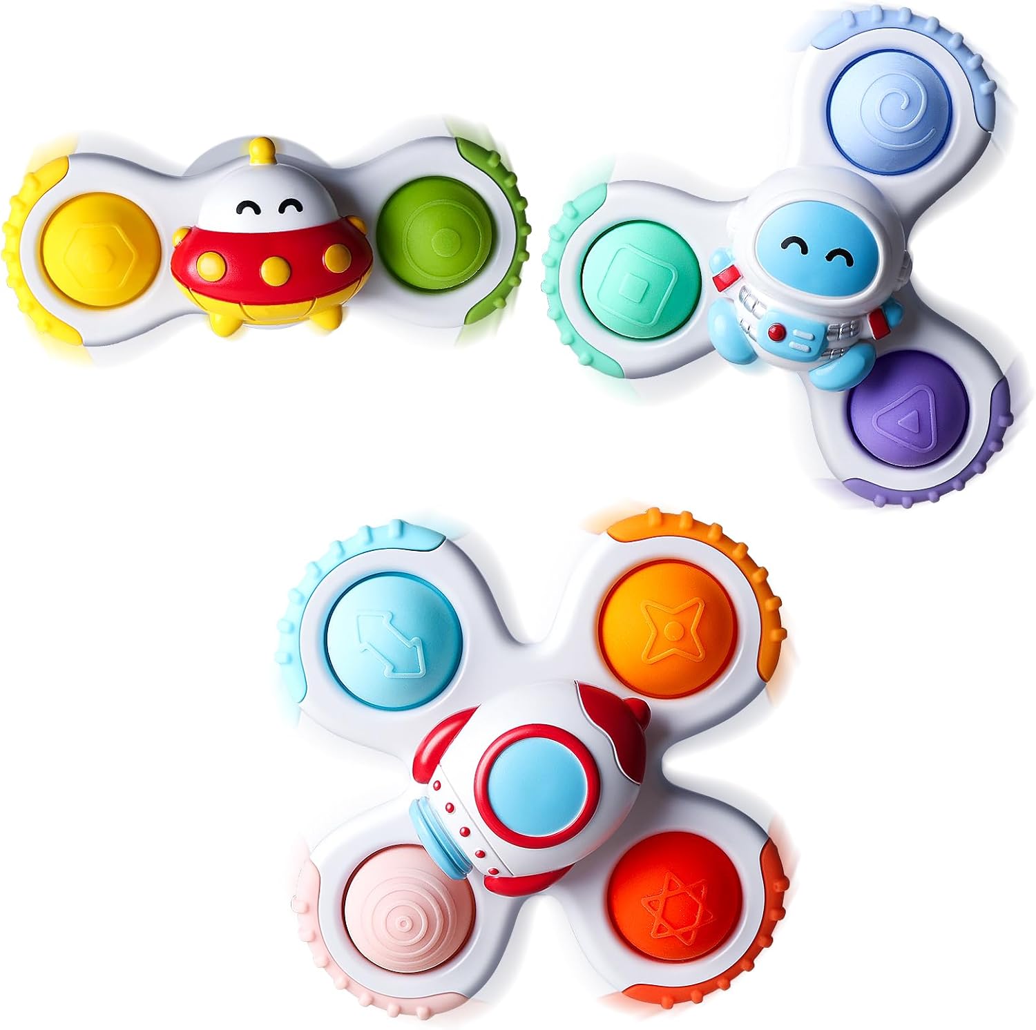 ALASOU 3PCS Pop Suction Cup Spinner Toys for 1 Year Old Boy Girl|Novelty Spinnin...