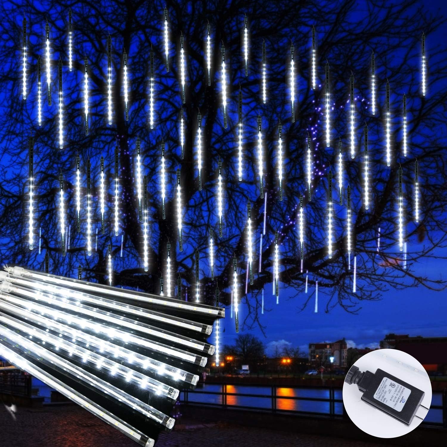 Brightown Meteor Shower Lights Outdoor, 16 Inch 10 Tube 360 LED Icicle Lights,Wa...