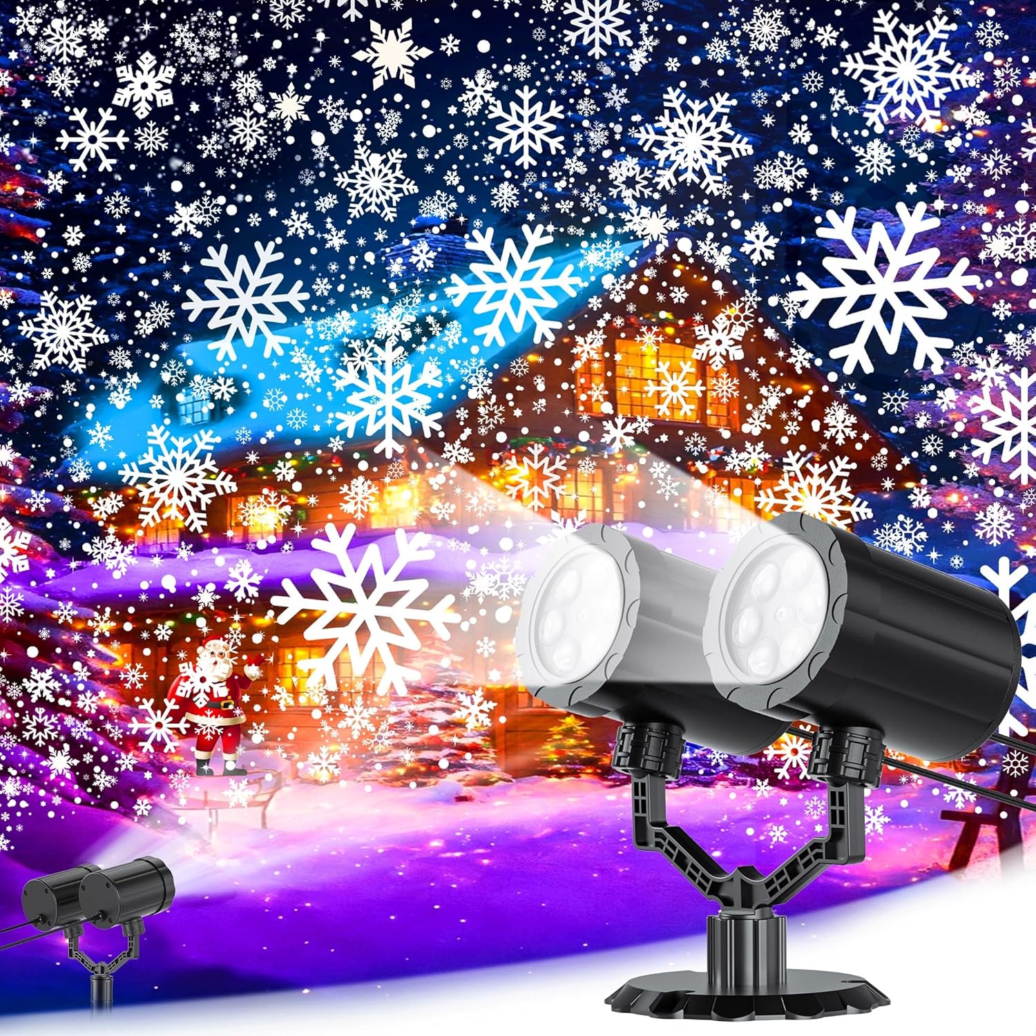 GUSODOR Christmas Projector Lights Outdoor LED Snowflake Projector Lights Christ...